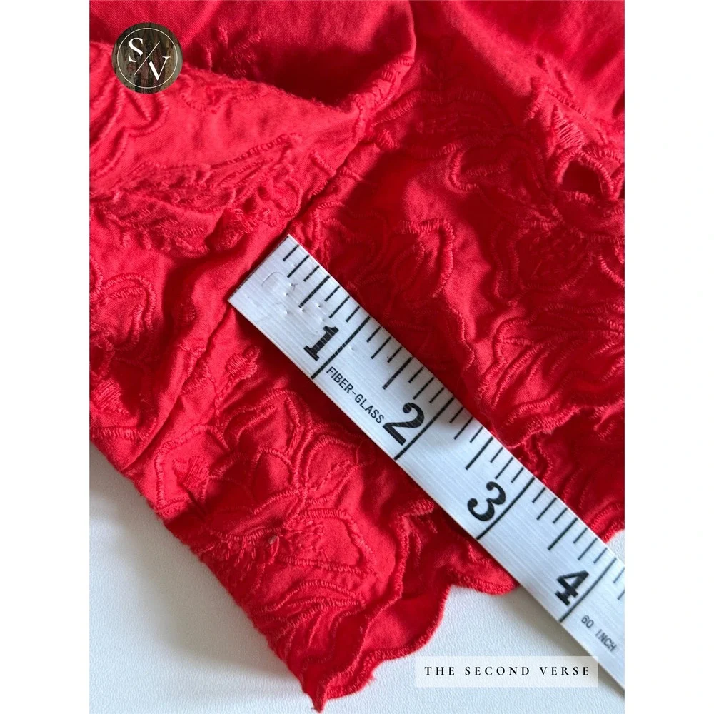 Future Collective Shorts Womens XL Eyelet Scalloped Hem Drawstring Red XL